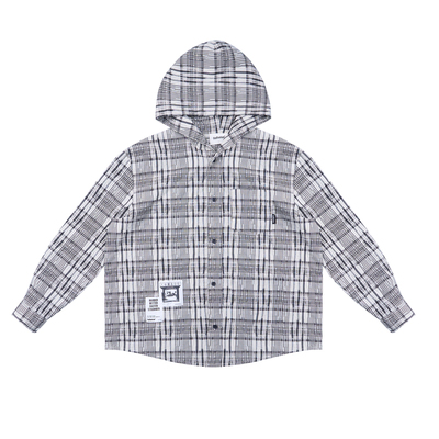 Gastation贴布连帽格仔衬衫