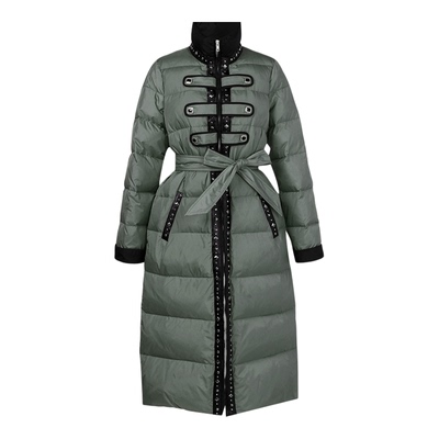 2025冬季新款女装时尚宫廷风立领中长款90白鸭绒羽绒服保暖外套