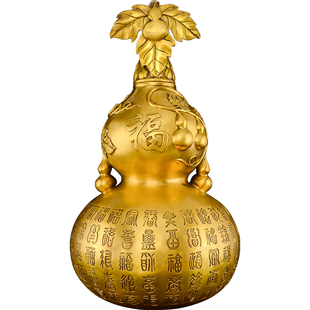 黄铜葫芦摆件大号铜制百福葫芦开盖开口空心招客厅玄关财办公室