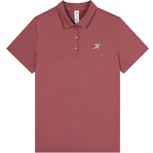 特步运动套装女款夏季2026新款翻领运动服速干衣冰丝红色短袖短裤