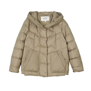 SANI奥莱特卖商场同款品质白鸭绒连帽短款羽绒服保暖百搭外套女