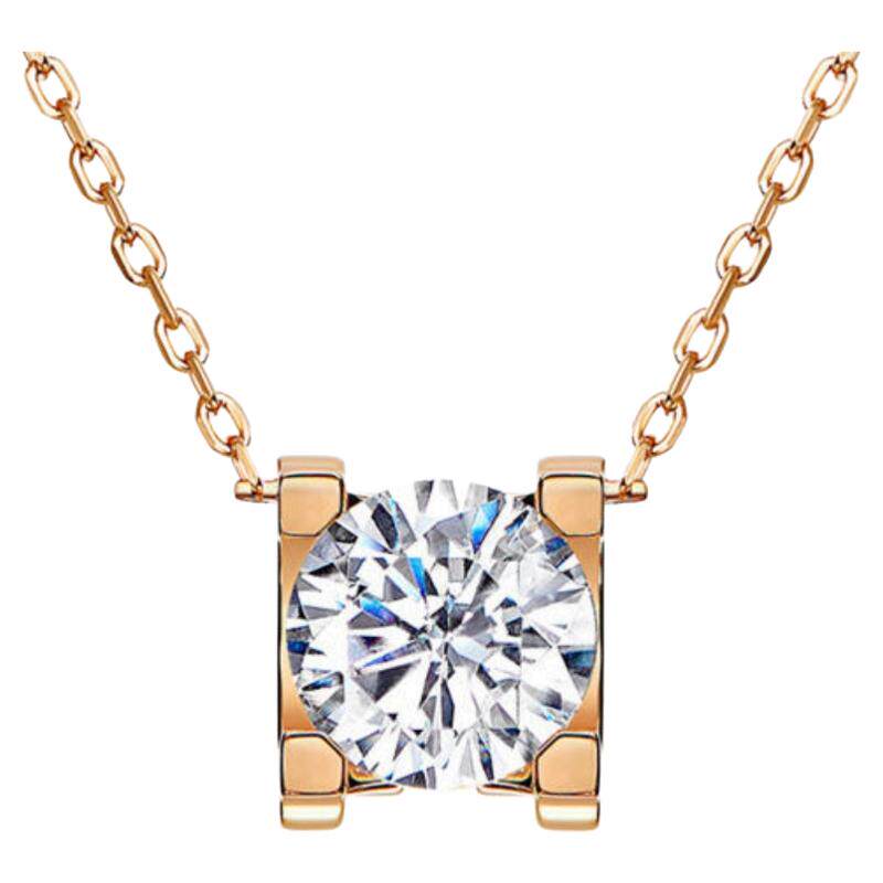 四季款CNC版本牛角四爪一克拉钻石锁骨项链女925银手工镶嵌高碳钻