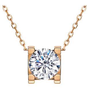 四季款CNC版本牛角四爪一克拉钻石锁骨项链女925银手工镶嵌高碳钻