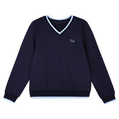 春秋v领女士卫衣宽松无帽上衣