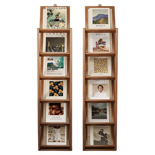 收纳置物架落地报刊杂志中古风资料书报画册立式斜面宣传册展示架