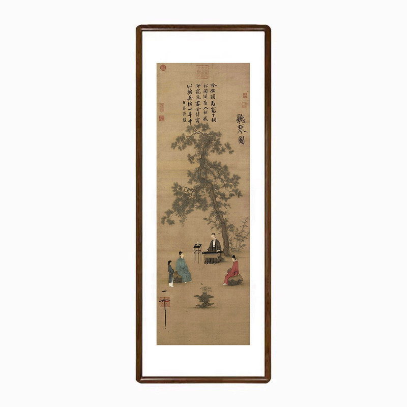 赵佶听琴图国画新中式客厅玄关