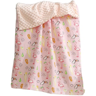 春秋婴儿毛毯宝宝抱毯推车盖毯新生儿空调双层法兰绒毛豆豆安抚毯