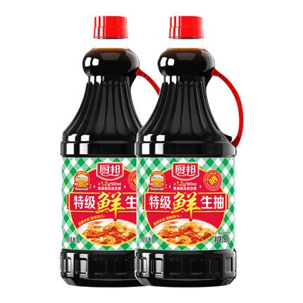 厨邦酱油特级鲜生抽酱油炒菜调味料传统酿造酱油家用大瓶装调味品