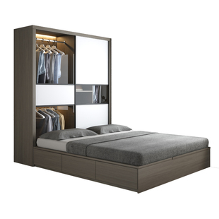 榻榻米衣柜床一体小户型现代简约1.2米儿童床1.8m踏踏高箱储物床