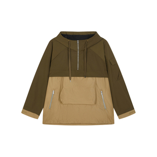 速写男装秋冬新款休闲宽松工装夹克拼接设计连帽衫适时尚外套上衣