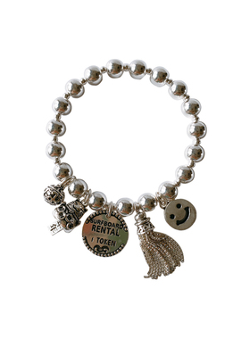 招财猫纯银刻字圆牌流苏铃铛手链