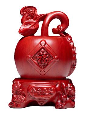 福禄平安苹果摆件中式实木质客厅电视酒柜装饰品搬家乔迁新居礼品