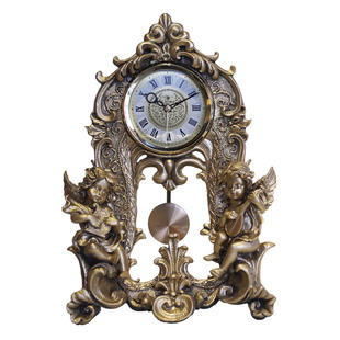 欧式摆件工艺座钟桌面台钟客厅奢华天使摆钟书房招财卧室复古摆设