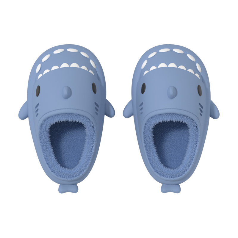 babycrayon儿童棉拖鞋鲨鱼秋冬居家加绒保暖亲子宝宝棉鞋男童