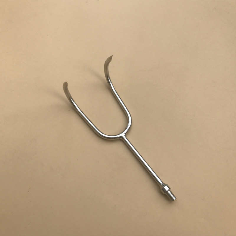 新款 不锈钢尖头双爪钩 8mm螺口 平小搭钩 3米6米伸缩抄网杆渔具