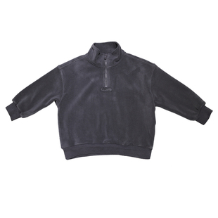 啦芙莱童装2025秋冬新款男女童半拉链立领发热绒奥粒绒卫衣潮7617