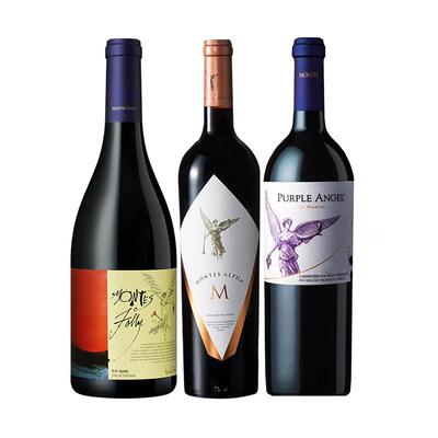 【自营】智利蒙特斯红酒三剑客紫天使欧法M富乐干红葡萄酒750ml*3