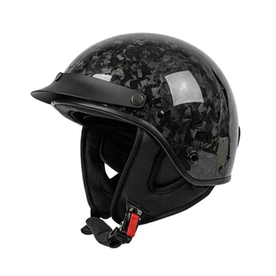 摩托先生复古头盔男超轻碳纤维瓢盔3c认证带蓝牙耳机机车巡航半盔