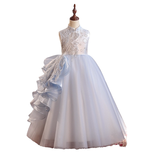 2025新款女童礼服小主持人走秀钢琴古筝演出服儿童中国风公主裙春