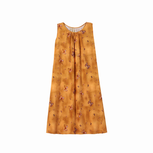 2025新款夏季纯棉绸连衣裙女长款高端大气上档次睡衣无袖妈妈睡裙