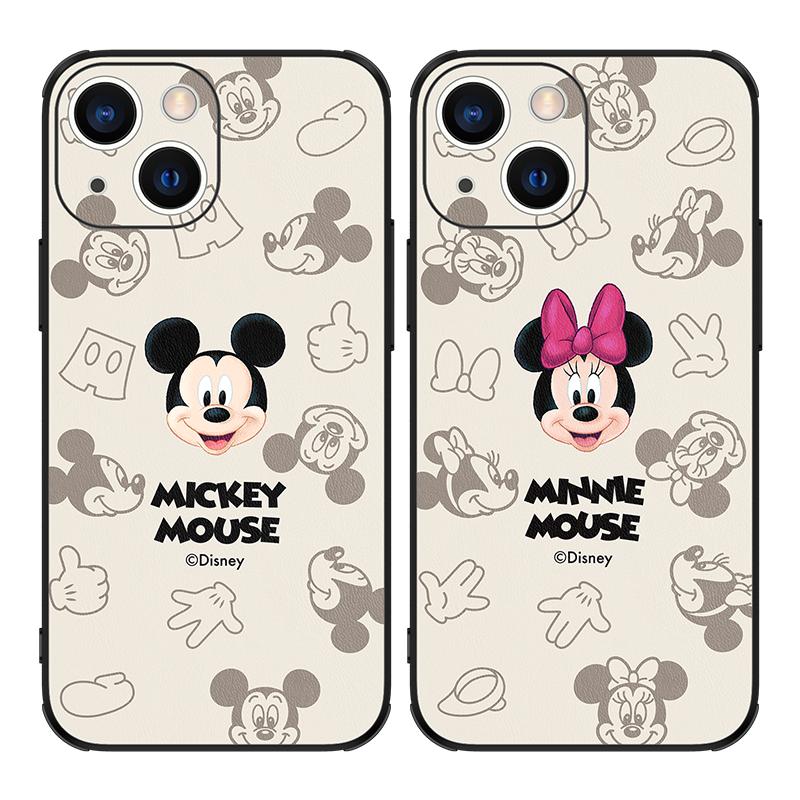 迪士尼正版适用苹果16promax手机壳新款iPhone17高级感15带支架13pro镜头全包小羊皮14plus米奇磁吸