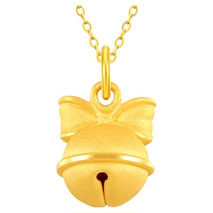 调太幅18K金铃铛项链 女在逃公主纯银可爱蝴蝶结锁骨链圣诞礼物潮