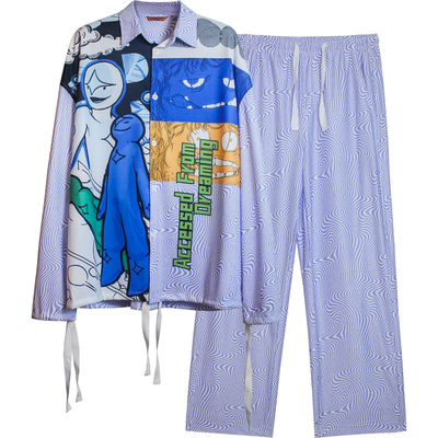 埃森费姆男士丝光珠地印花睡衣