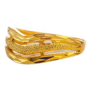 新款日韩水波纹镀金仿真黄金戒指结婚假三金沙金指环可调节不掉色