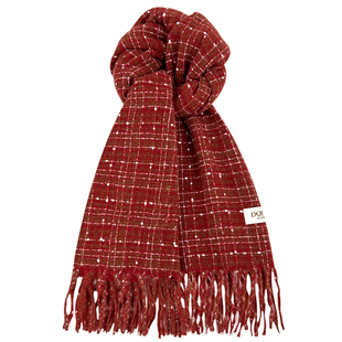 2025新款红色满目星河格纹仿羊绒围巾女秋冬保暖百搭学生情侣围脖