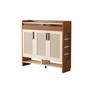 三梦实木入户门新型鞋柜玄关柜一体家用门口收纳柜大容量多层超大