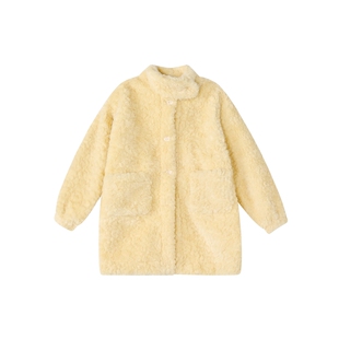 笛莎官方女童童装外套2025秋冬装中大童儿童宽松毛绒绒中长款上衣