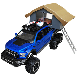 合金房车仿真福特猛禽汽车模型豪华露营大号皮卡越野车男孩玩具车