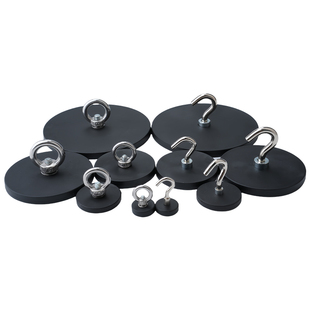 包胶挂钩磁铁圆眼挂钩强磁吊环强力磁铁不伤车漆固定帐篷强磁吸盘