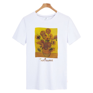 世界名画周边至爱梵高作品向日葵星空夜咖啡馆T恤短袖男女半袖衫