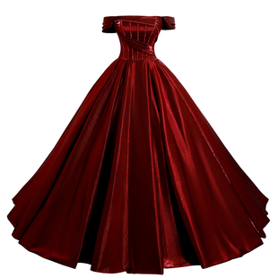 一字肩晚礼服女高级感成人礼声乐艺考独唱演出服年会主持人蓬蓬裙