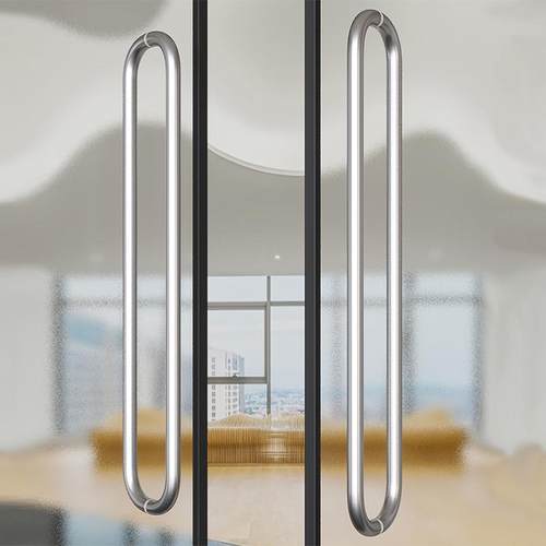 极简约办公室有框玻璃门把手加厚不锈钢红白色店铺门面实木门拉手