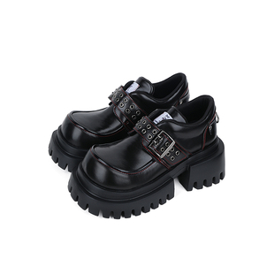 purple tiger 轻亚朋克小皮鞋女2025新款摇滚休闲厚底鞋