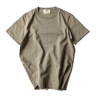 过载商店茶灰色重磅小领口纯棉圆领短袖T恤基础款男女同款