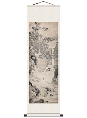 文徵明品茶图桃源仙境泛舟国画