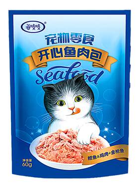 吱吱开心鱼肉猫咪零食条妙鲜包湿