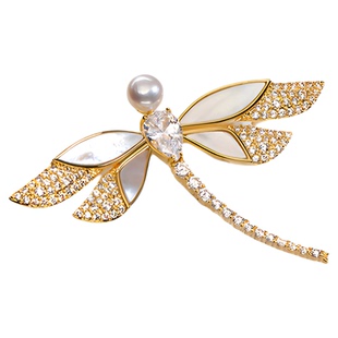 南珠宫淡水珍珠合金蜻蜓胸针 C-Z006HD-J