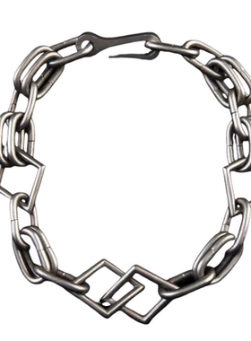 银色复古双环菱形百搭配饰项链