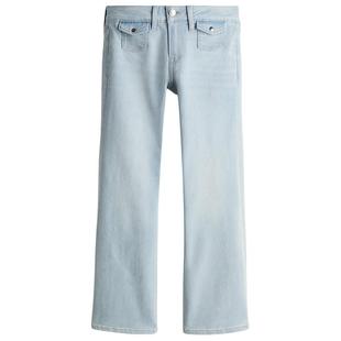 HM女装牛仔裤冬季微紧身牛仔裤低腰微喇叭设计长裤1263677