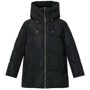 【秋冬甄选】Hazzys哈吉斯连帽羽绒服女时尚休闲通勤保暖宽松外套