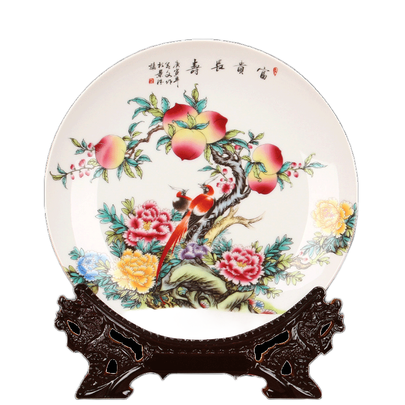 景德镇陶瓷器粉彩寿桃田园工艺