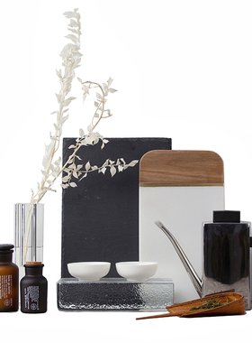 样板间厨房软装饰品石材托盘摆件