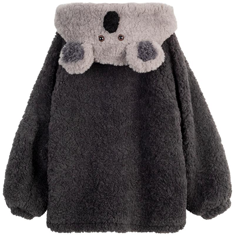 凯莉欧可爱树袋熊加厚羊羔毛外套