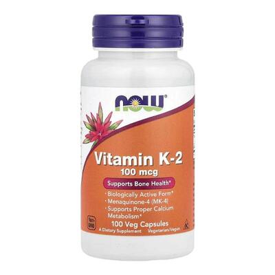 Now诺奥维生素K2胶囊生物活性形式甲基萘醌-4(MK-4)骨骼健康钙代