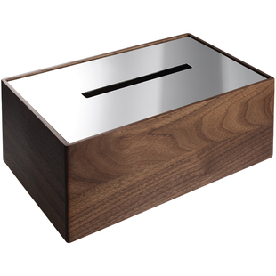 [新品] CHRISTOFLE昆庭Uni和一胡桃木不锈钢餐巾盒创意纸抽盒客厅