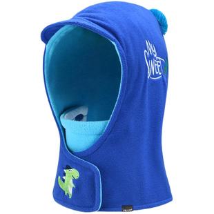 伯希和儿童摇粒绒防风保暖帽子可拆卸口罩护耳围脖卡通护脸抓绒帽